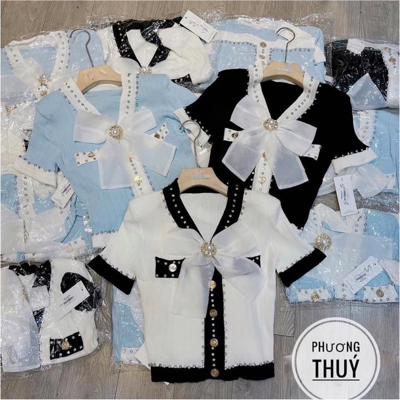 Áo len nơ cài cao cấp