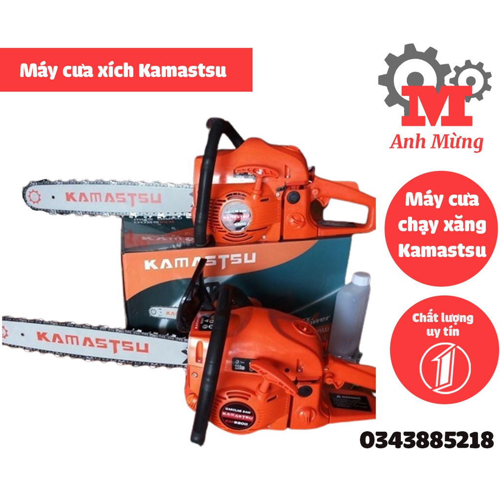 Máy cưa xích chạy xăng Kamastsu 68CC Nhật Bản công suất cao, hệ thống chống giật