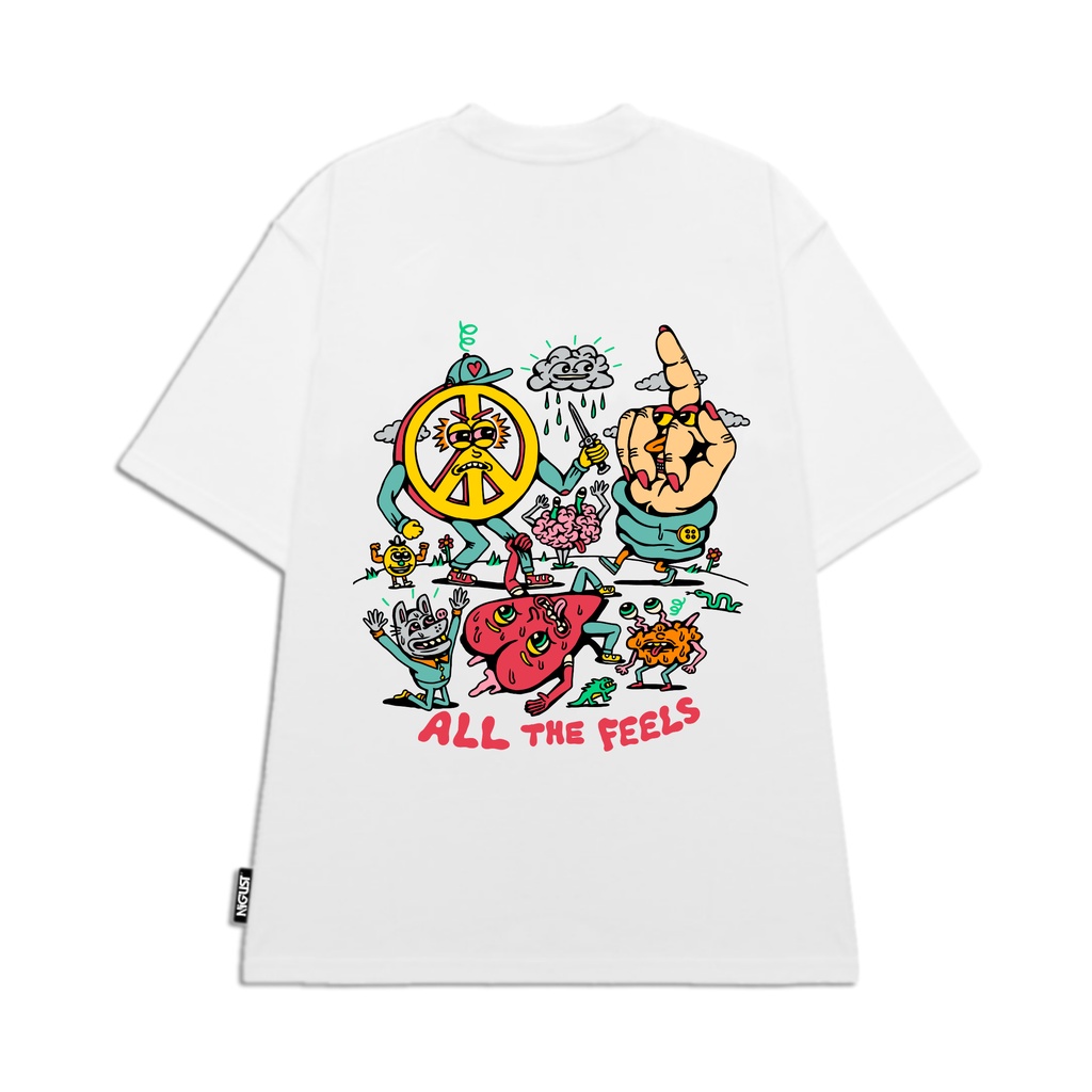 Áo Thun đen trắng tay lỡ NIGUST All The Feels N203TS-C vải cotton cao cấp 4C Fullbox