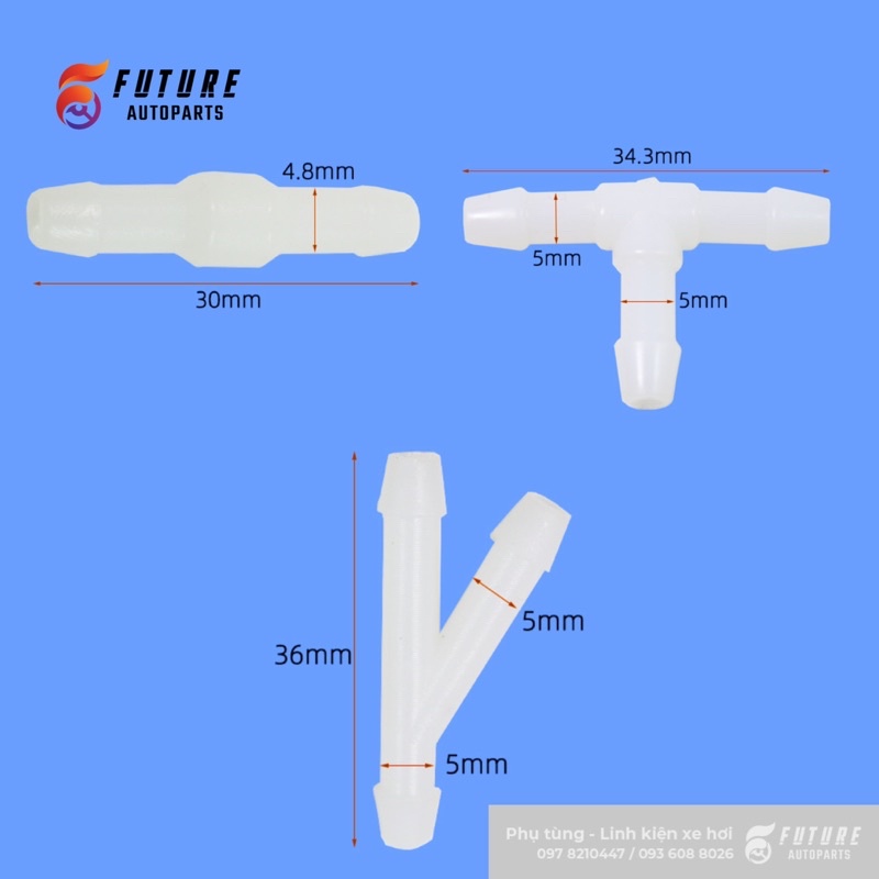 Cút nối tuy ô bơm nước rửa kính xe hơi loại chạc đôi , chac ba  - Future Autoparts