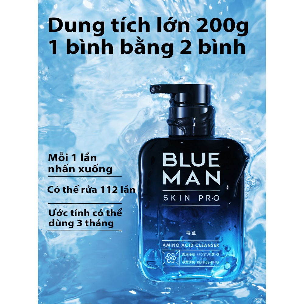 Sữa Rửa Mặt Nam Tạo Bọt SkinPro Blueman Làm Trắng Da, Ngừa Mụn, Sạch Lỗ Chân Lông Dành Cho Da Nhạy Cảm 200ml