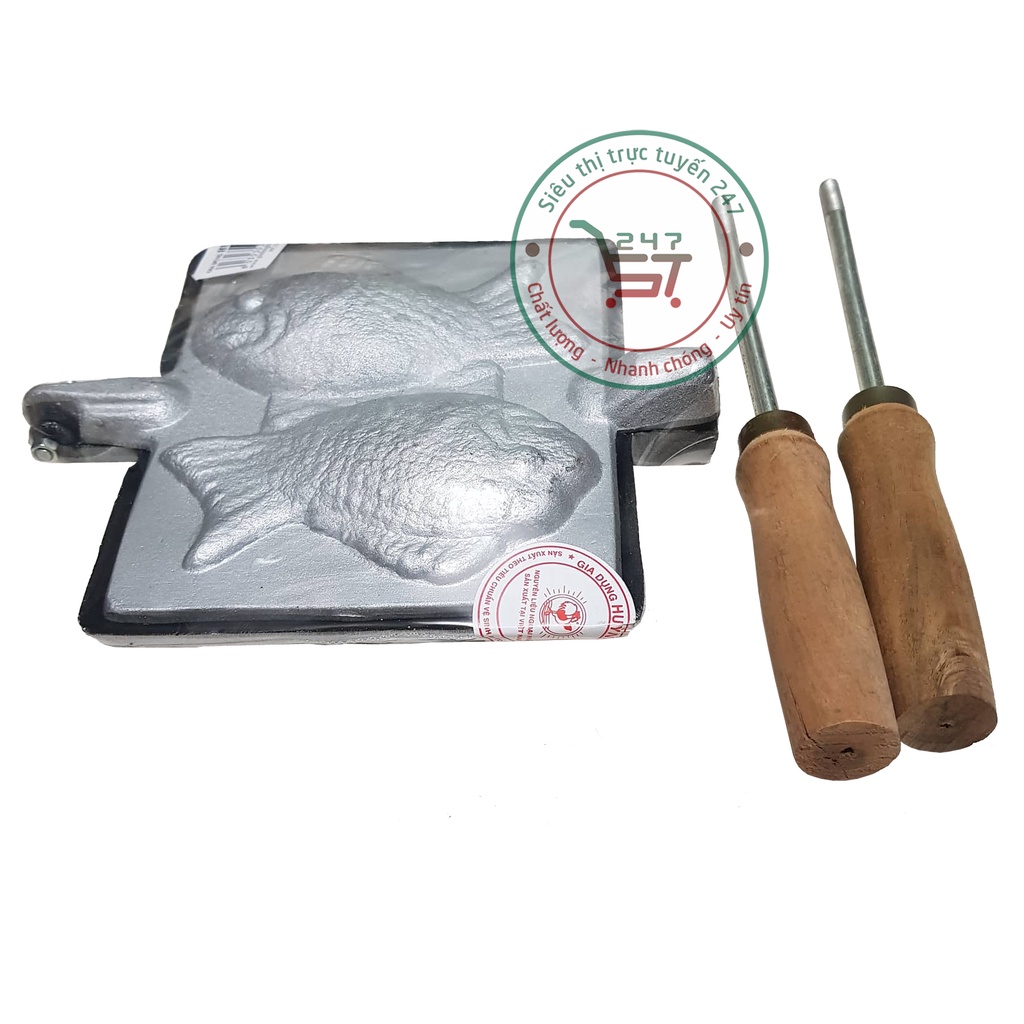 Khuôn nướng làm bánh cá Nhật kẹp chống dính 2 bánh Huỳnh Anh