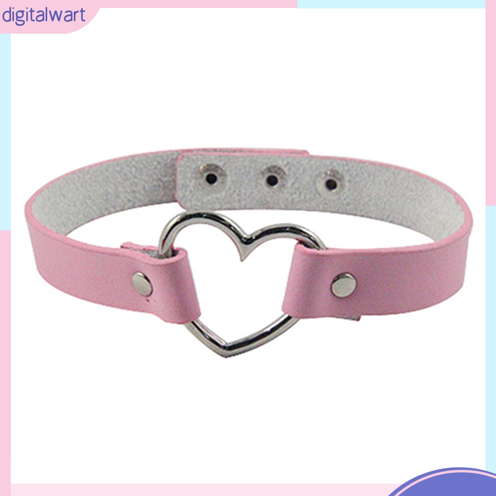 Vòng cổ choker da nhân tạo mặt trái tim kim loại phong cách Gothic trẻ trung cá tính dành cho nữ