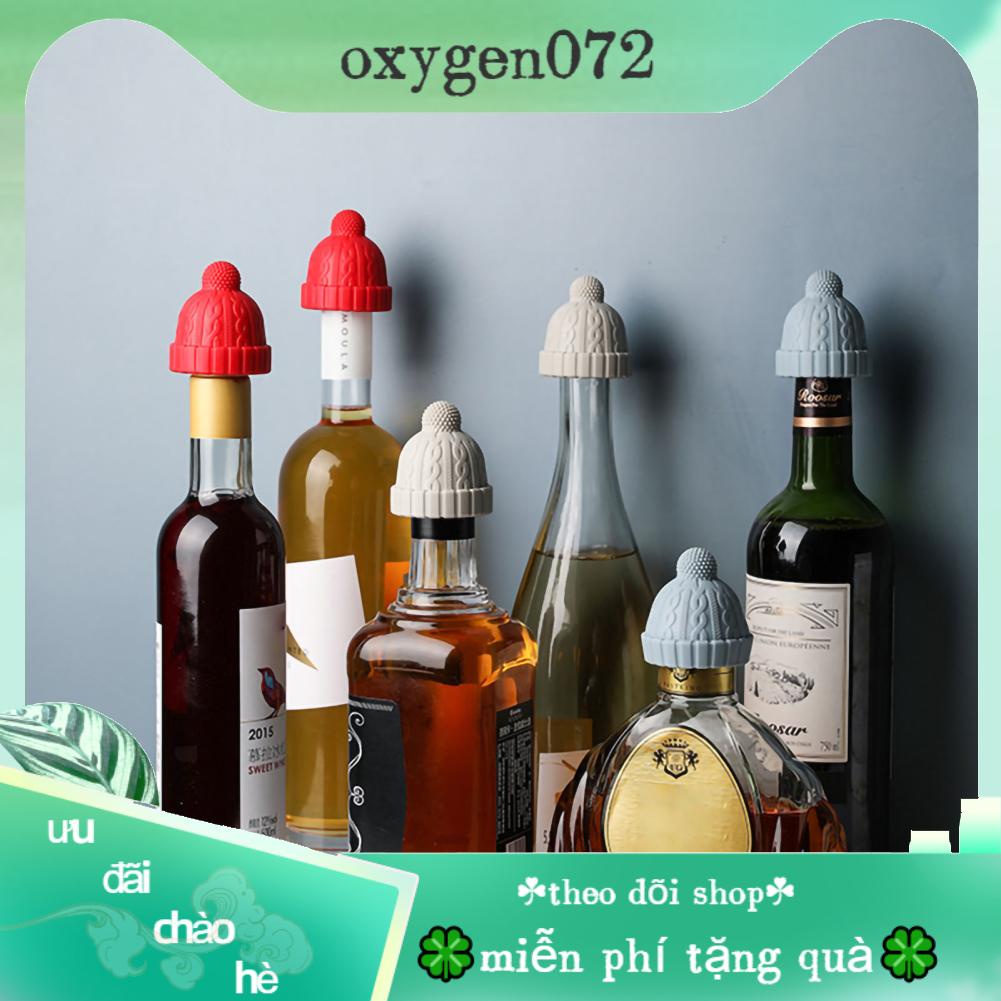 Oxygen072 Oxygen072 Đan Beanie Hình Chai Rượu Nắp Silicone Bảo Quản Tiết Kiệm Có Thể Tái Sử Dụng Cho Whisky Bia