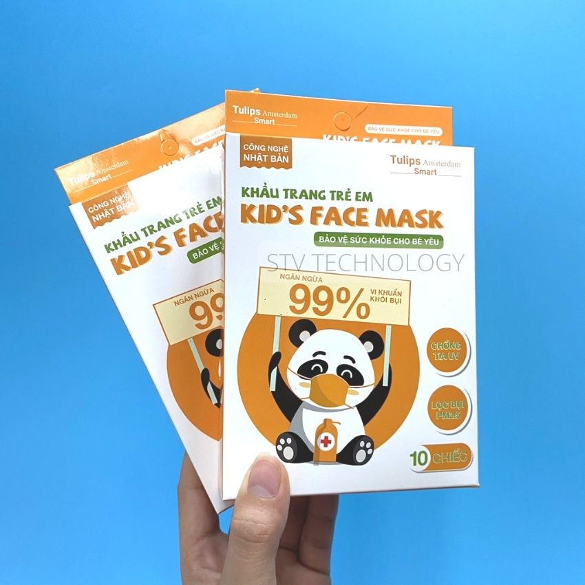 20 Khẩu Trang Trẻ Em - Kid's Face Mask Hiệu Tulips 4 Lớp Kháng Khuẩn Màu Trắng Cho Bé