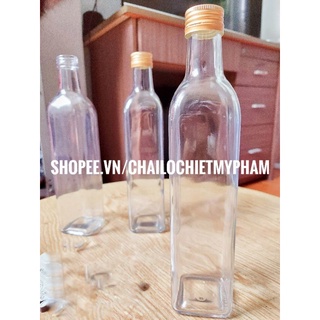 CHAI THỦY TINH 500ML VUÔNG NẮP NHÔM