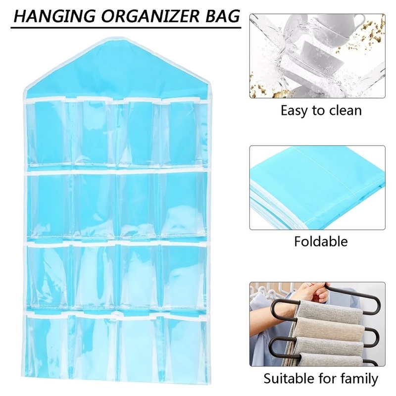 1 Túi Treo Đựng Đồ Lót 16 Ngăn Trong Suốt Tiết Kiệm Không Gian