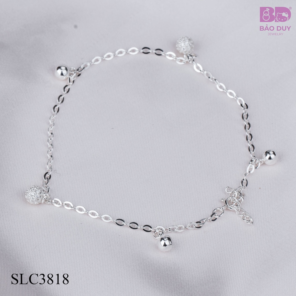 Lắc chân bạc nữ charm châu đính đá Bảo Duy Jewelry - SLC3818