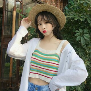 Áo len 2 dây sọc ngang Hàn Quốc