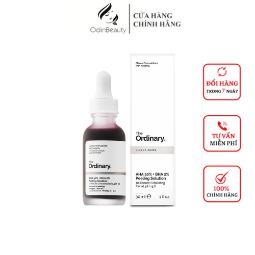 Tẩy tế bào chết hóa học, tẩy da chết The Ordinary AHA 30% + BHA 2% Peeling Solution