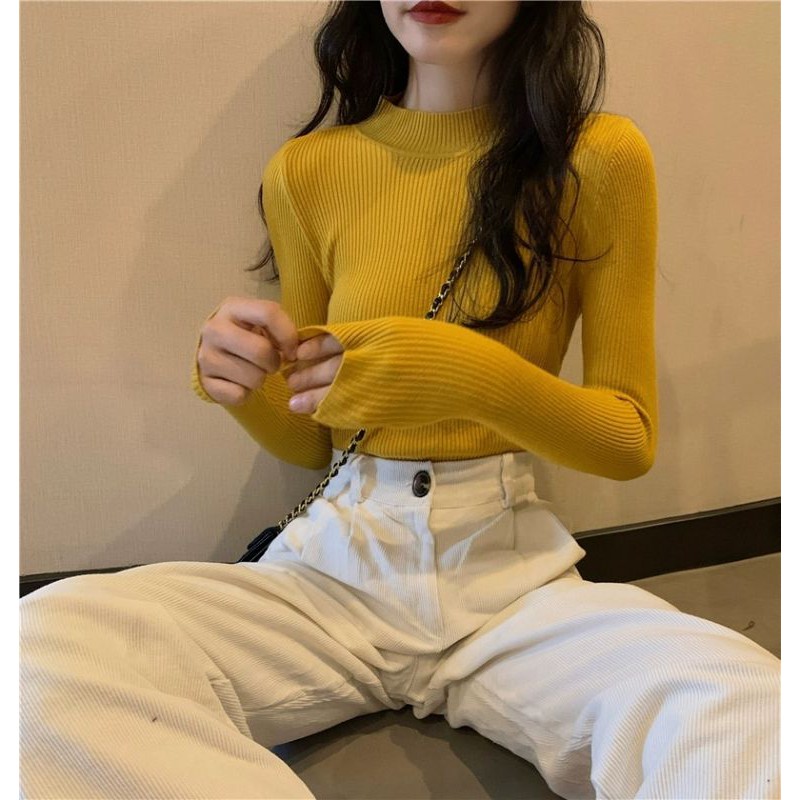 Áo len mùa thu cổ 3p giữ ấm cơ thể chất len mềm mịn ko bai xù cực đẹp xinh sang | BigBuy360 - bigbuy360.vn