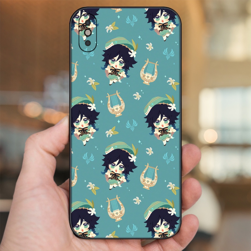 Ốp lưng iPhone Xs Max dẻo đen cạnh vuông in hình Venti Genshin Impact