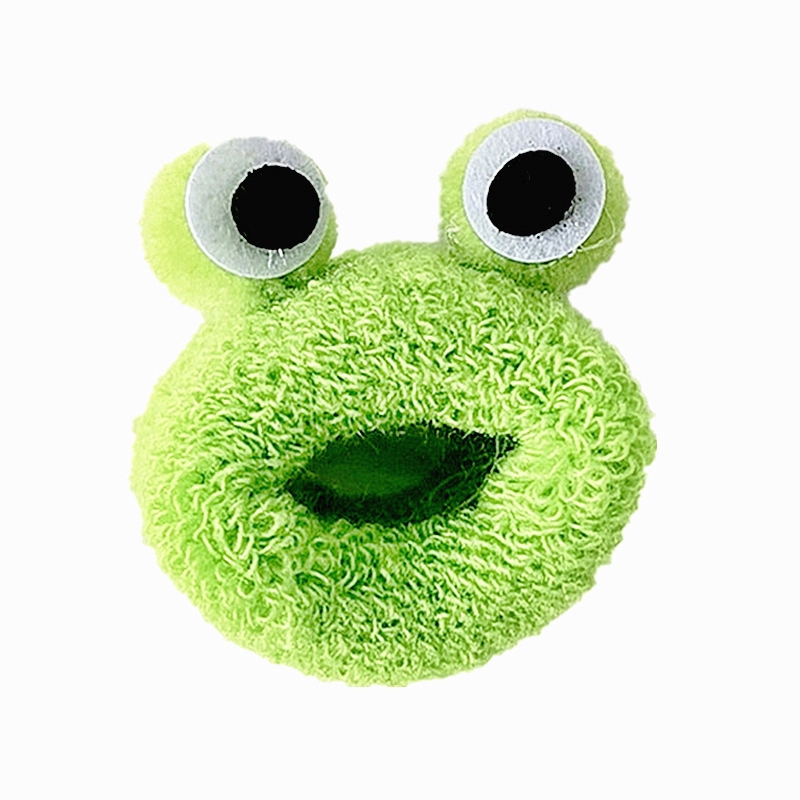 Dây buộc tóc hình ếch hoạt hình dễ thương bằng vải lông có dây cao su