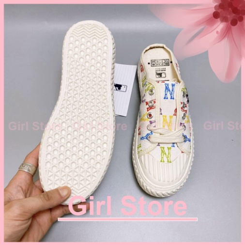 Giày Sục MLB Ny Nữ chữ thêu cao cấp - Sục đạp gót thể thao nữ tính Sục Ny trắng thêu | BigBuy360 - bigbuy360.vn