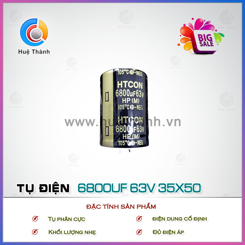 Tụ điện 63V 6800UF 35*50, đảm bảo tin dùng, chất lượng, hàng uy tín, giá rẻ cạnh tranh, hỗ trợ lâu dài