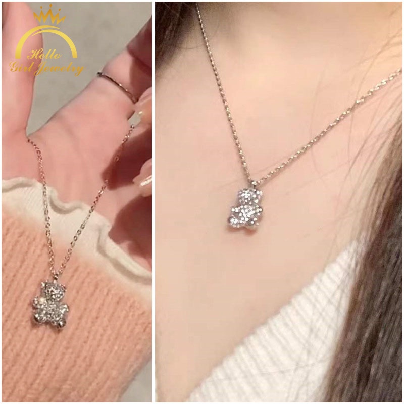 Vòng cổ Mặt Hình Gấu Phát Sáng Sang Trọng Thời Trang Thu Đông Cho Nữ