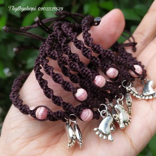 Vòng tay Handmade đá thiên nhiên - Dây Nâu Mã BCP - [Rẻ Vô Địch] - [Thái Lan] - Bàn Chân Phật