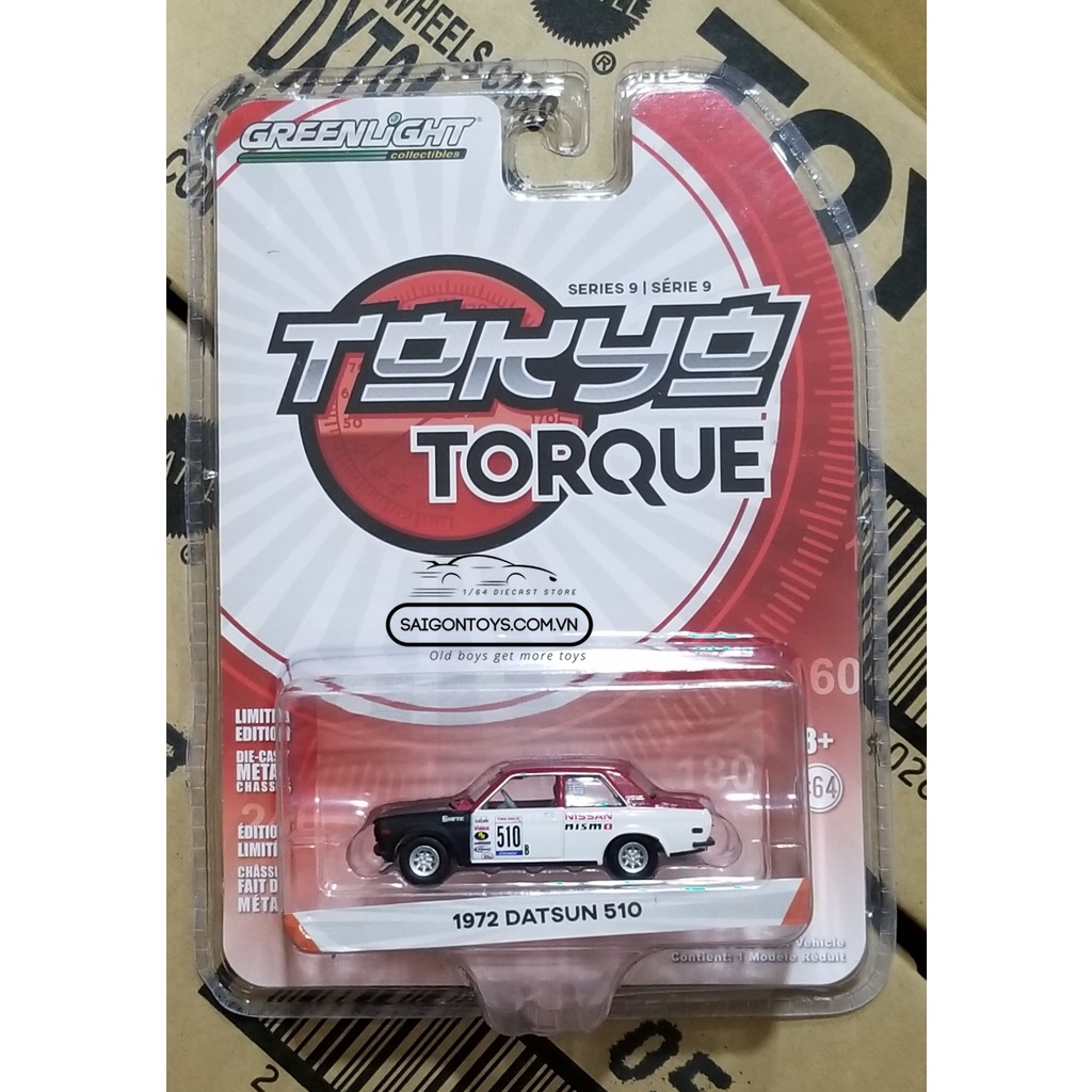 1972 Datsun 510 - Xe Mô hình tĩnh Greenlight Tỷ lệ 1:64 - Tokyo Torque Series 9