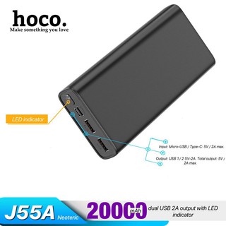 Pin sạc dự phòng HOCO J55A 20.000mAh 2 cổng USB sạc nhanh - Chính hãng