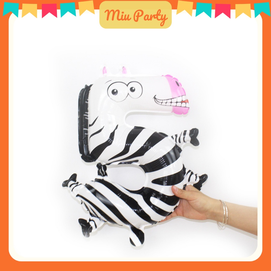 Bóng kiếng số hình thú ngộ nghĩnh dễ thương cho bé trai bé gái  size 40cm Miubabyclothing