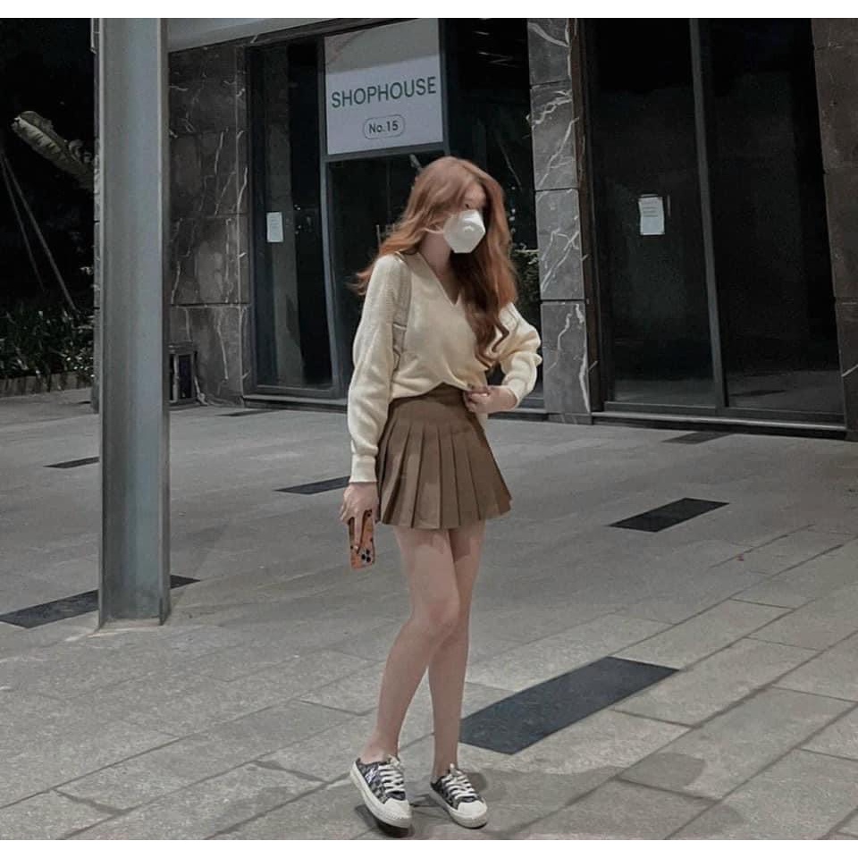 Chân váy tennis xếp li có lót quần kéo khóa sườn