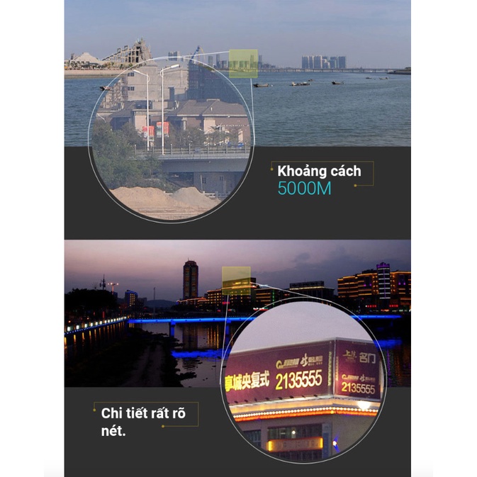 Ống nhòm 2 mắt Galileo thấu kính kích thước 20x50 tầm nhìn 1000m