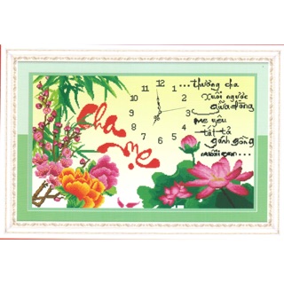 ĐH thêu chữ thập 3d Thương cha mẹ xuôi ngược gánh gồng cho con < 222818 > chưa thêu #phiênchợbatư