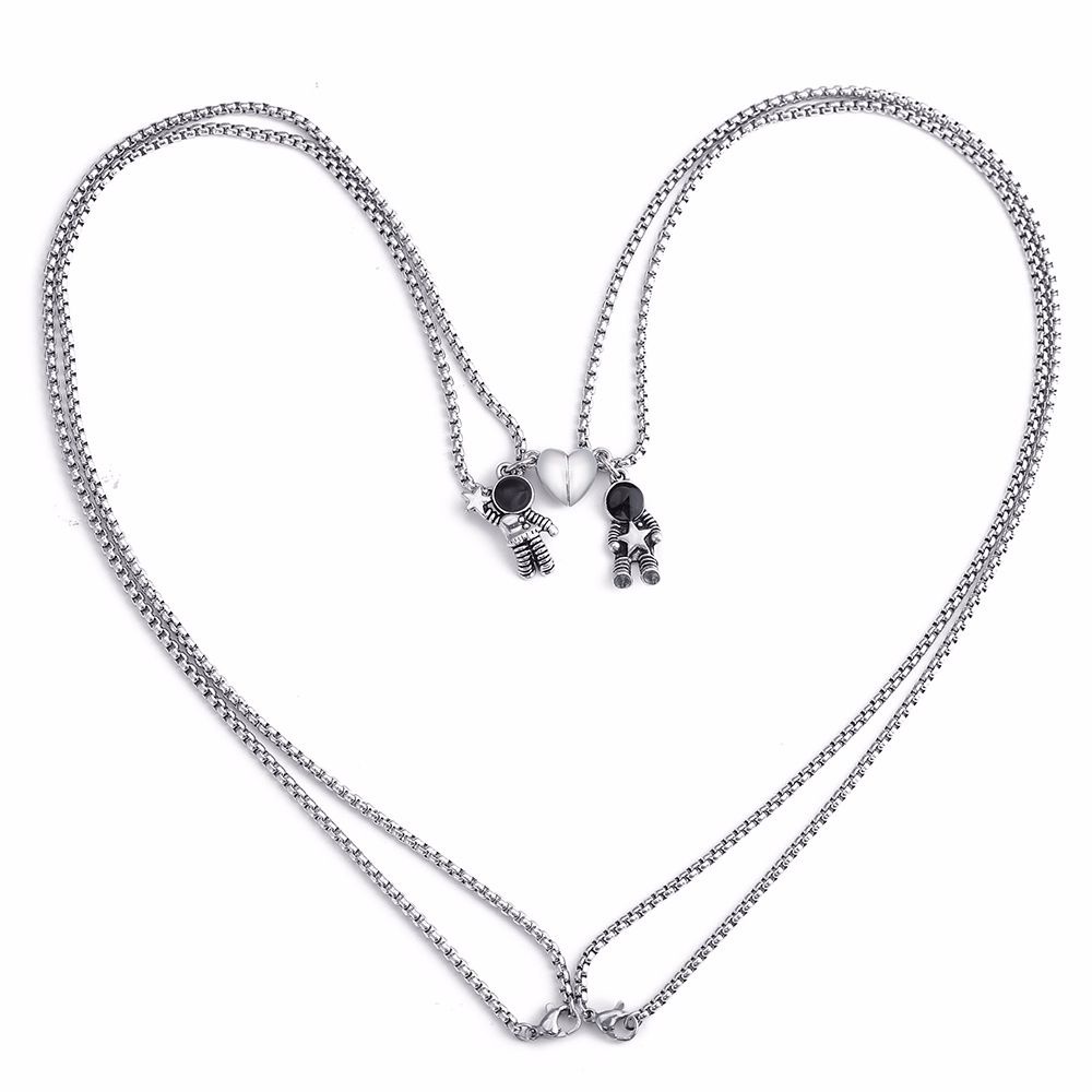 Vòng cổ mặt hình phi hành gia bằng hợp kim thời trang hip hop Hàn Quốc xinh xắn cho cặp đôi