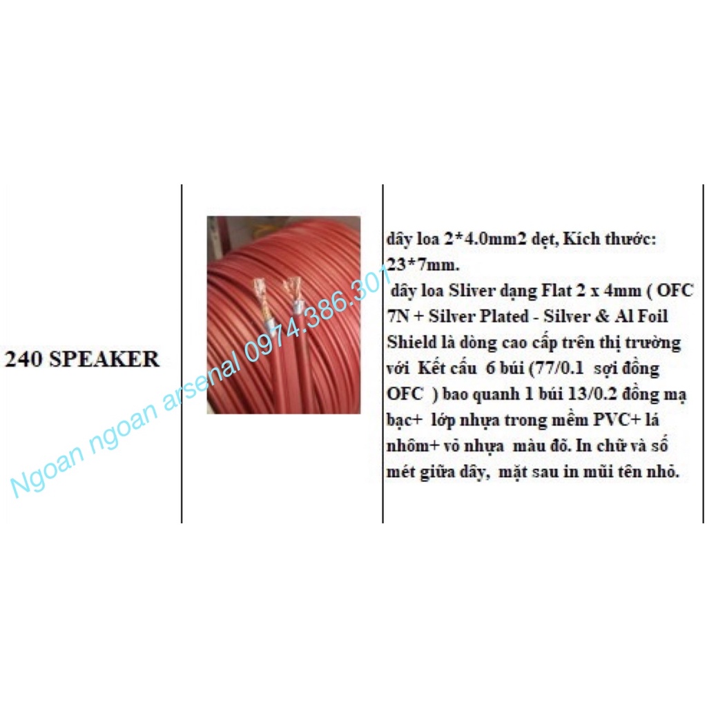 Dây loa 2* 4mm dẹt, tròn lõi bạc+ đồng cao cấp nhập khẩu FSK