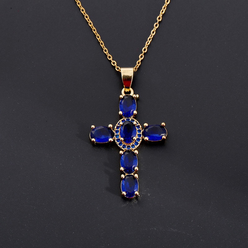 Vòng cổ Mặt Chữ Thập Đính Đá Zircon Màu Tím / Xanh Lá