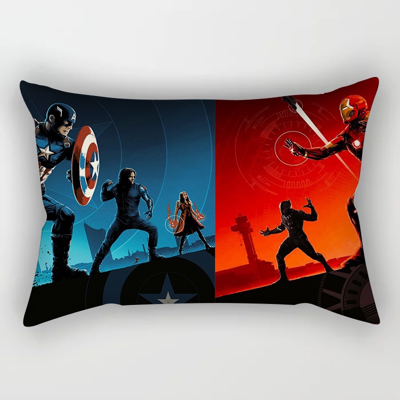 DISNEY Vỏ Gối Chữ Nhật 30x50cm/50x75cm In Hình Siêu Anh Hùng Marvel Độc Đáo Trang Trí Ghế Sofa
