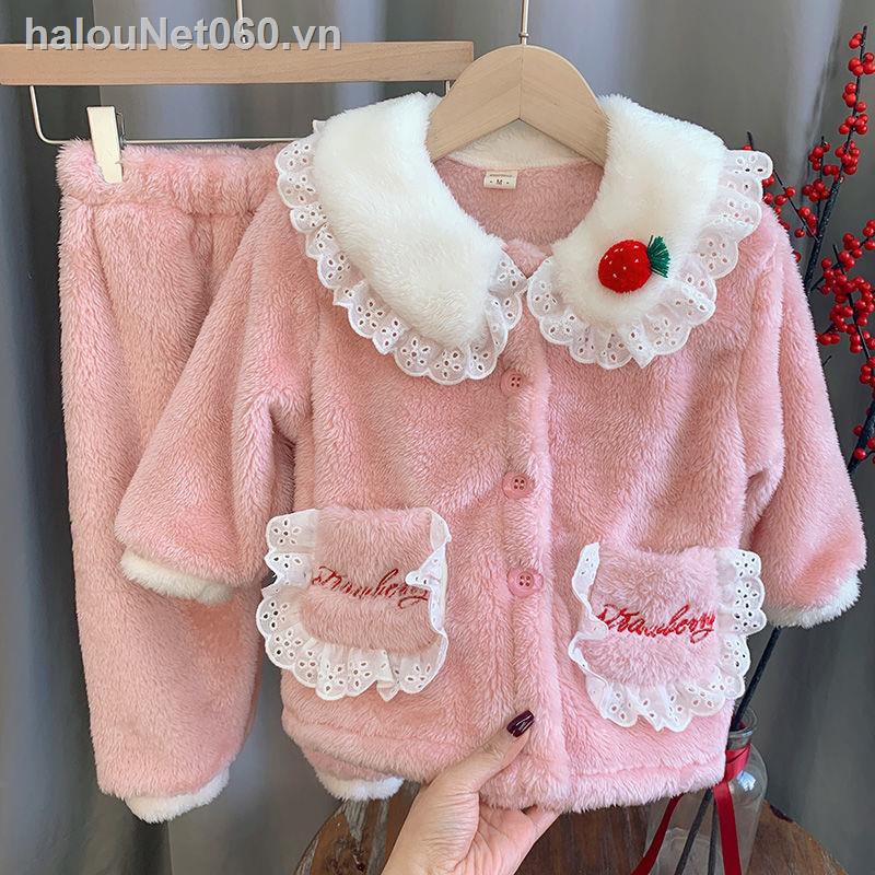 Bộ đồ ngủ lông cừu san hô đáng yêu cho bé gái