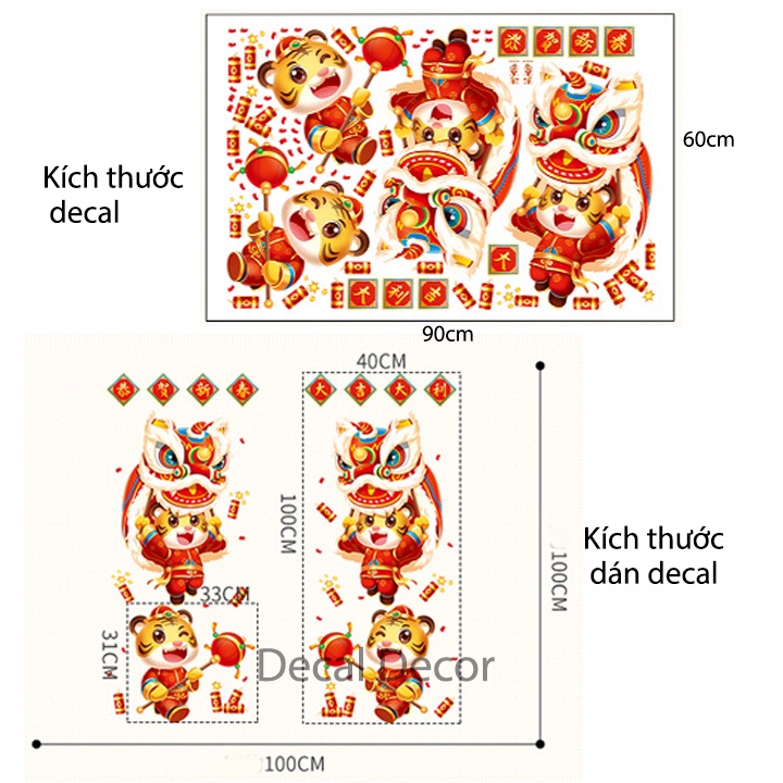 Decal Trang Trí Tết 2022 Dán Tĩnh Điện Nhiều Mẫu Đa Dạng Dán Kính | BigBuy360 - bigbuy360.vn