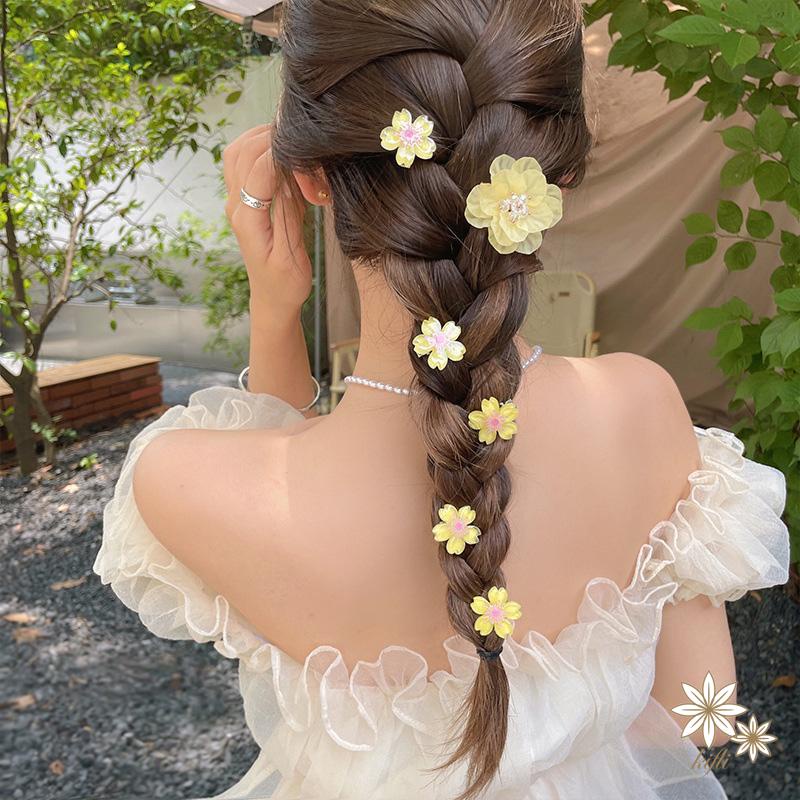 【kifli】Bộ 5 Kẹp Tóc Hình Hoa Trà Nhiều Màu Sắc Dễ Thương Cho Bé