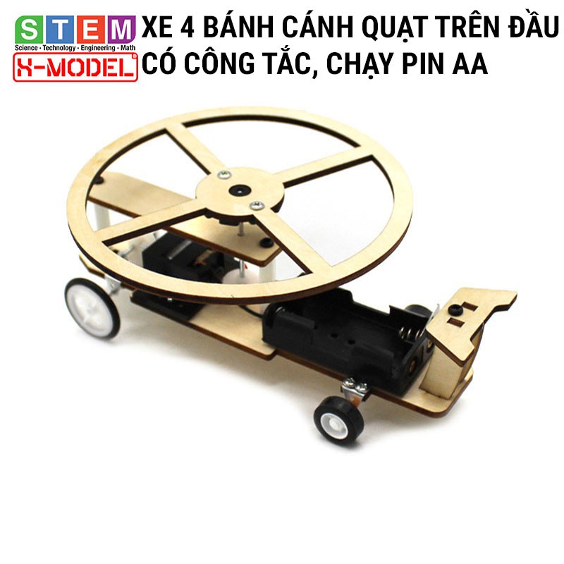 Đồ chơi sáng tạo STEM Ô tô gỗ 4 bánh có cánh quạt trên đầu X-MODEL ST37 cho bé, Đồ chơi trẻ em DIY |Giáo dục STEM, STEAM