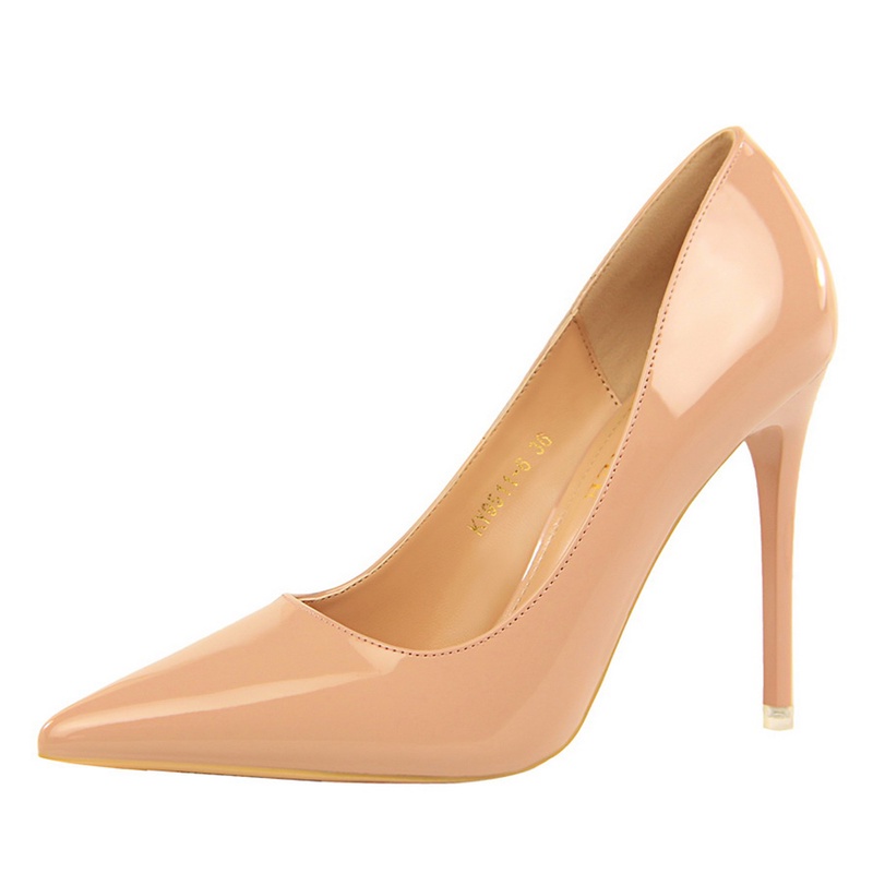 Giày cao gót BIGTREE 9511-6 loại 10.5cm mũi nhọn da bóng cỡ lớn thời trang