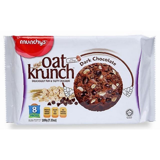 Bánh Yến Mạch Oat Krunch Munchy's Hạt Phỉ Dâu Nho Đen/ Socola Đen Gói 208G /156G ăn kiêng sáng vặt giòn