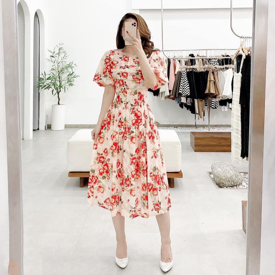 (FREE SHIP) ĐẦM XÒE NỮ HOA VOAN LỤA NHẸ NHÀNG TINH TẾ HHP