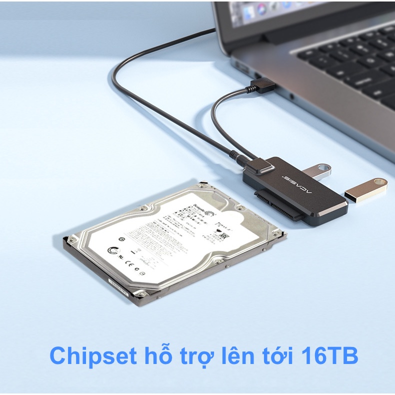 Hub USB gắn ổ cứng HDD SSD sata 3.5&quot; 2.5&quot; và 2 cổng USB 3.0 nguồn phụ 12v ACASIS
