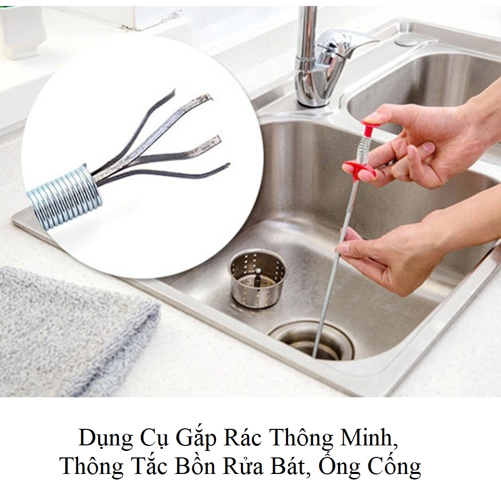 Dụng Cụ Gắp Rác Thông Minh, Thông Tắc Bồn Rửa Bát Lavabo Ống Cống Nhỏ, Ống Thoát Nước Ban Công Sân Thượng Phòng Tắm