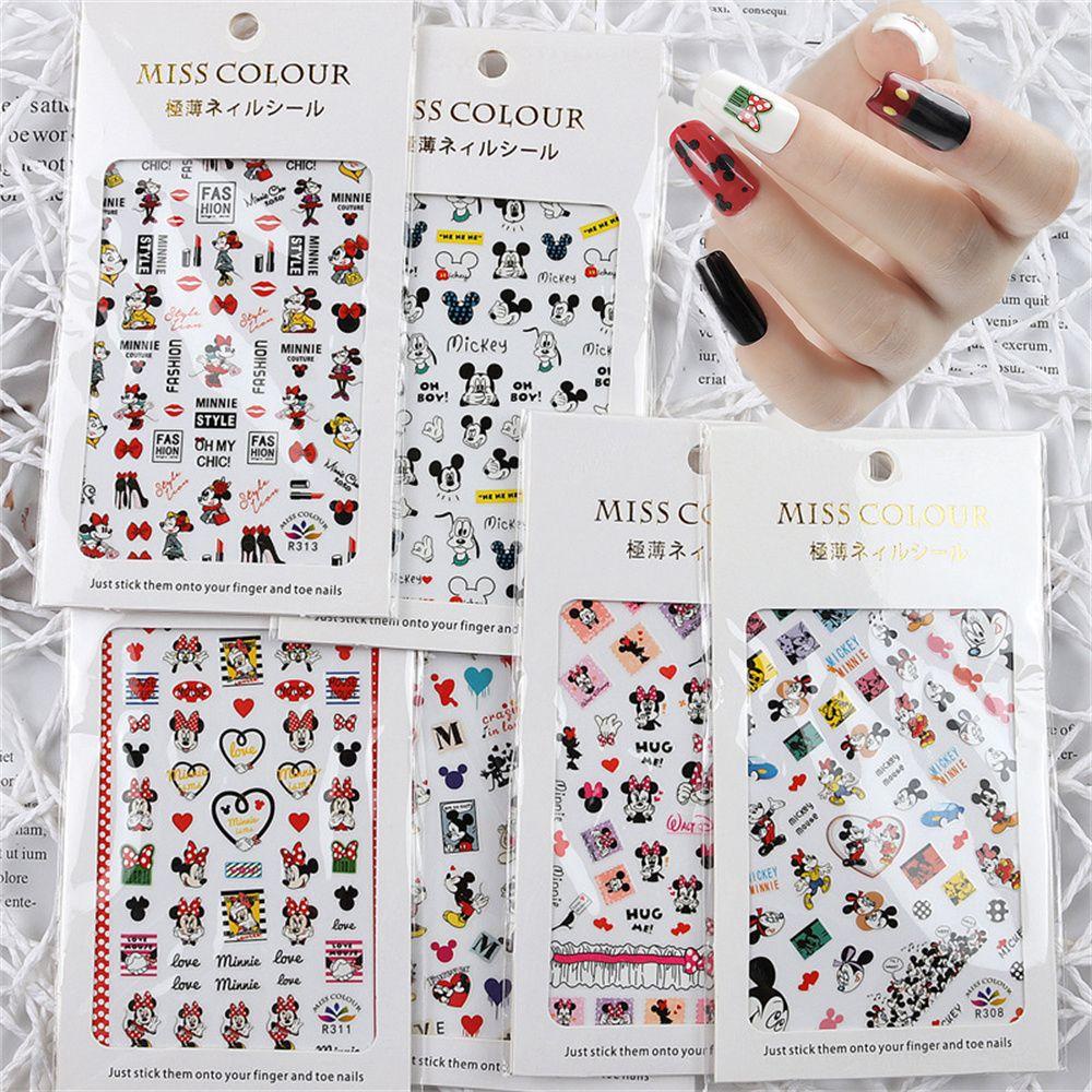 Miếng Dán Trang Trí Móng Tay Tự Dính Hình Chuột Mickey Minnie Dễ Thương Dành Cho Bé