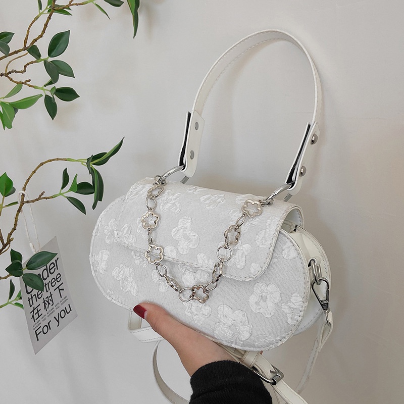 Túi đeo vai IELGY kẻ sọc caro phối chuỗi xích thời trang phong cách Hàn Quốc cho nữ