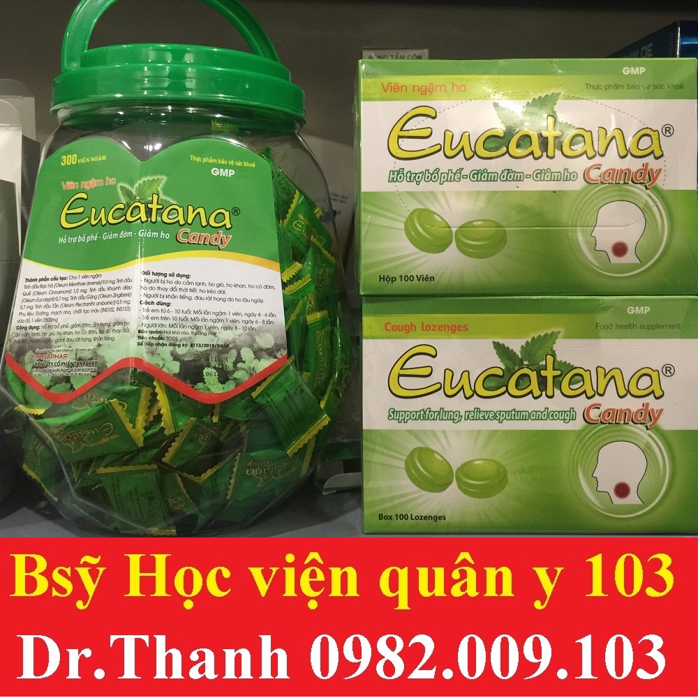Kẹo ngậm ho Eucatana bạc hà và Streptana - 1 8 24 40 100 300 Viên - Hỗ trợ bổ phế , giảm đờm , giảm ho