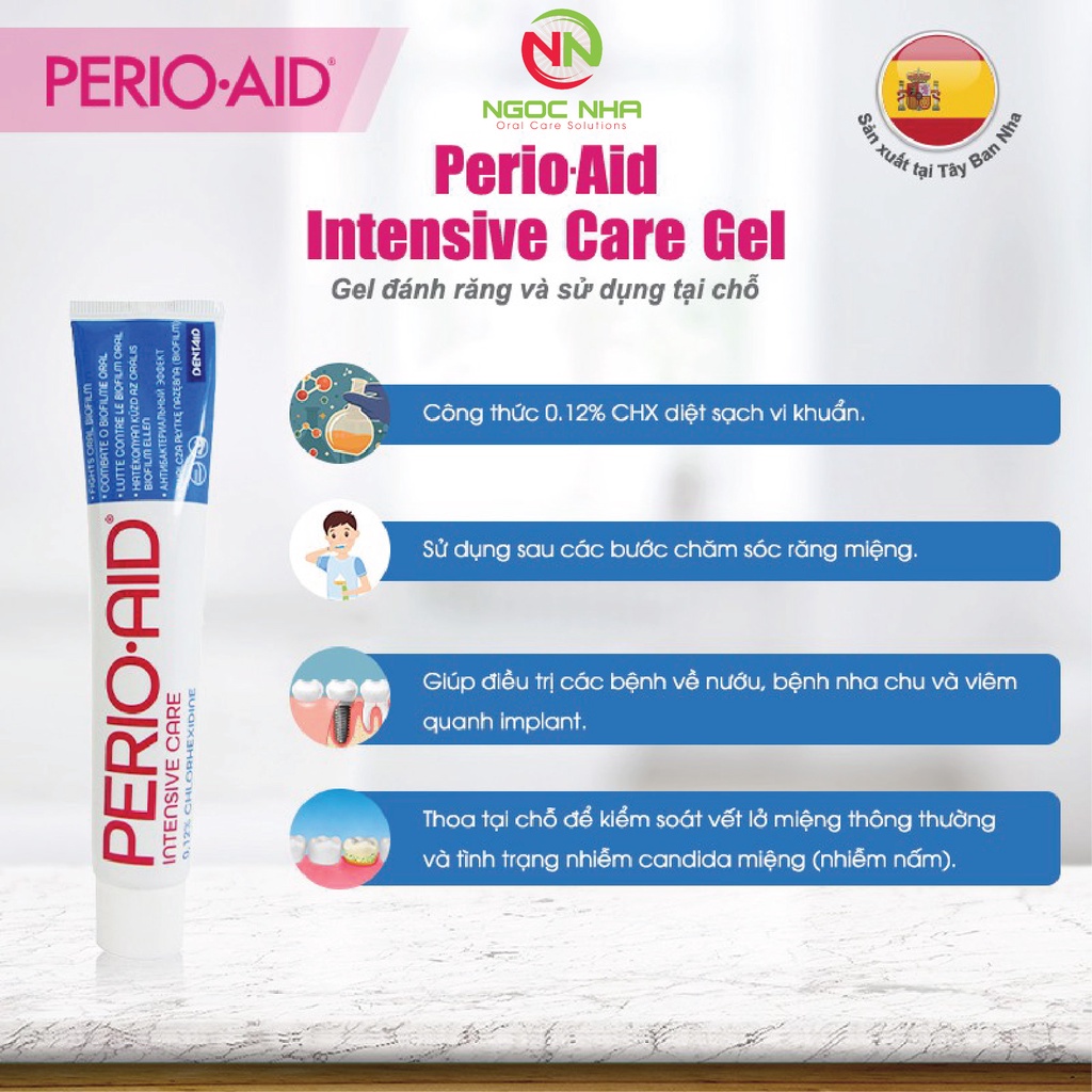 Kem đánh răng ngăn ngừa viêm nướu viêm nha chu Perio-Aid Intensive Care 75ml/ Tây Ban Nha (dạng gel)