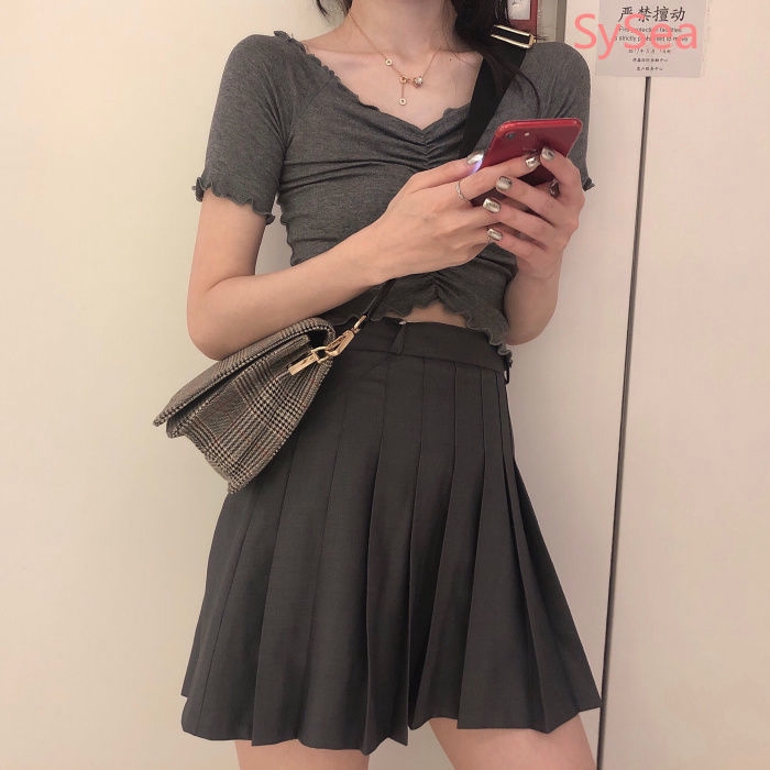 Women Short Sleeve T-shirt Summer Slim Knit Top