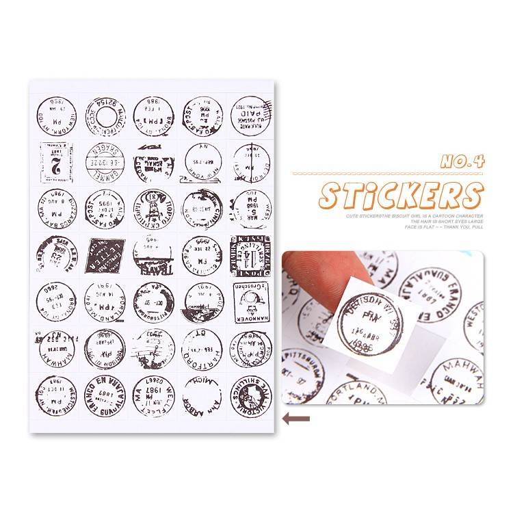 Bộ 6 tờ Sticker phong cách cổ điển - album DIY