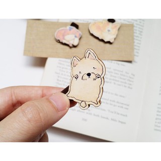 Set 3 Bookmark Gỗ Nam Châm Chó Corgi