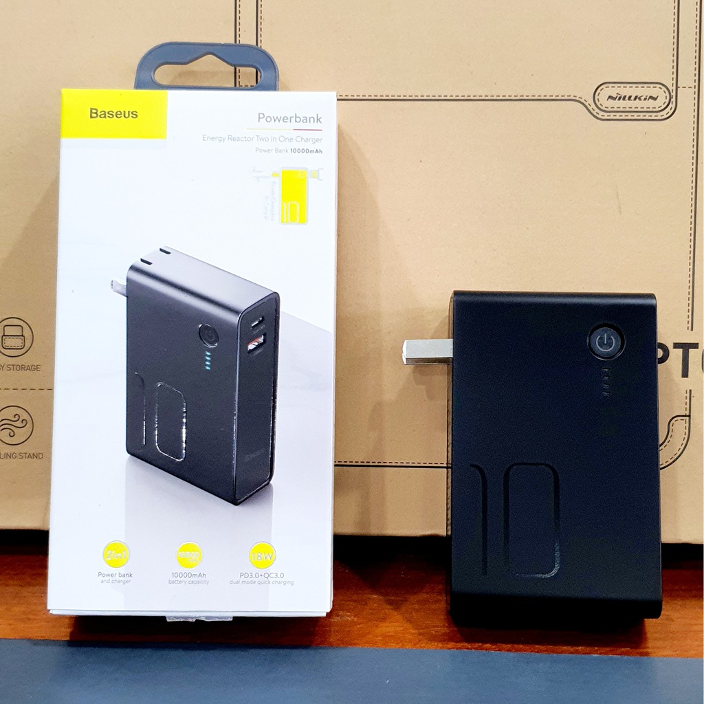 Bộ Sạc Nhanh Tích Hợp Pin Dự Phòng 2 In 1 10000mAh QC3.0 Baseus