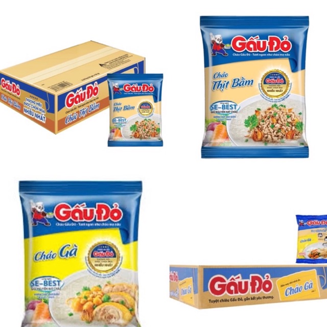 Cháo Gấu Đỏ Thịt Gà / Thịt Bằm date 16/3/3/22- Thùng 50 gói