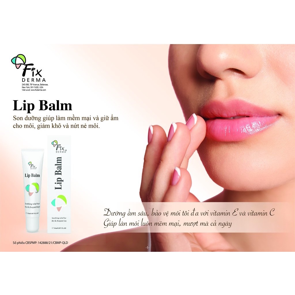 Son dưỡng môi mềm mượt chống khô và nứt nẻ Fixderma Lip Balm